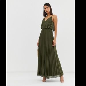 ASOS design pleated crop top(connected) maxi dress